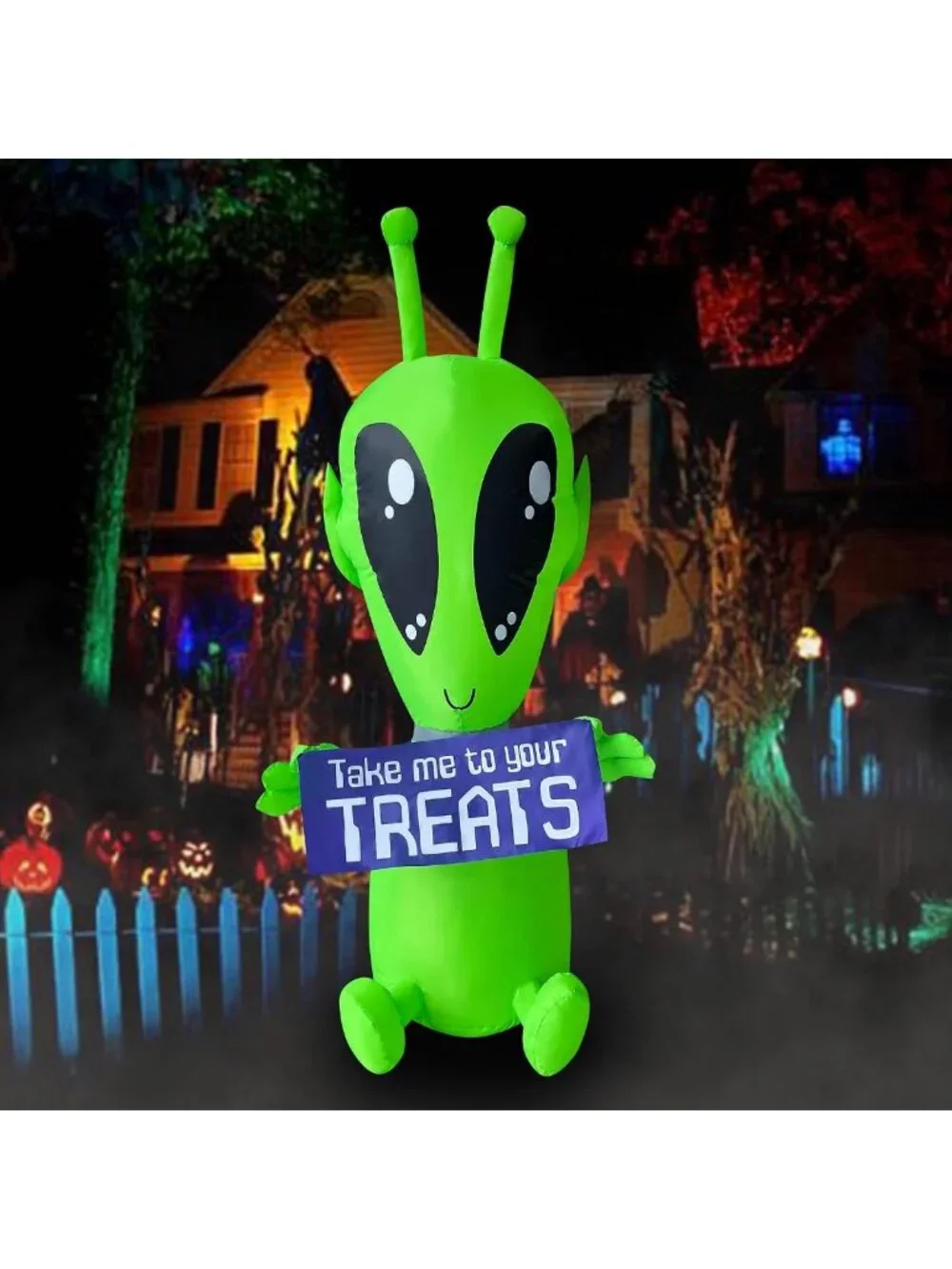 4FT Halloween Inflatable Alien with LED Lights - Fun Yard & Indoor Decor